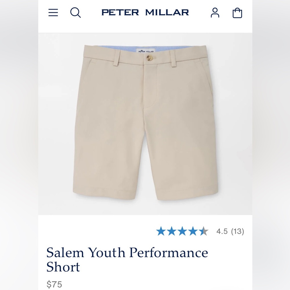 Lot of 3 Peter Millar Salem Youth Performance Short Sz XL